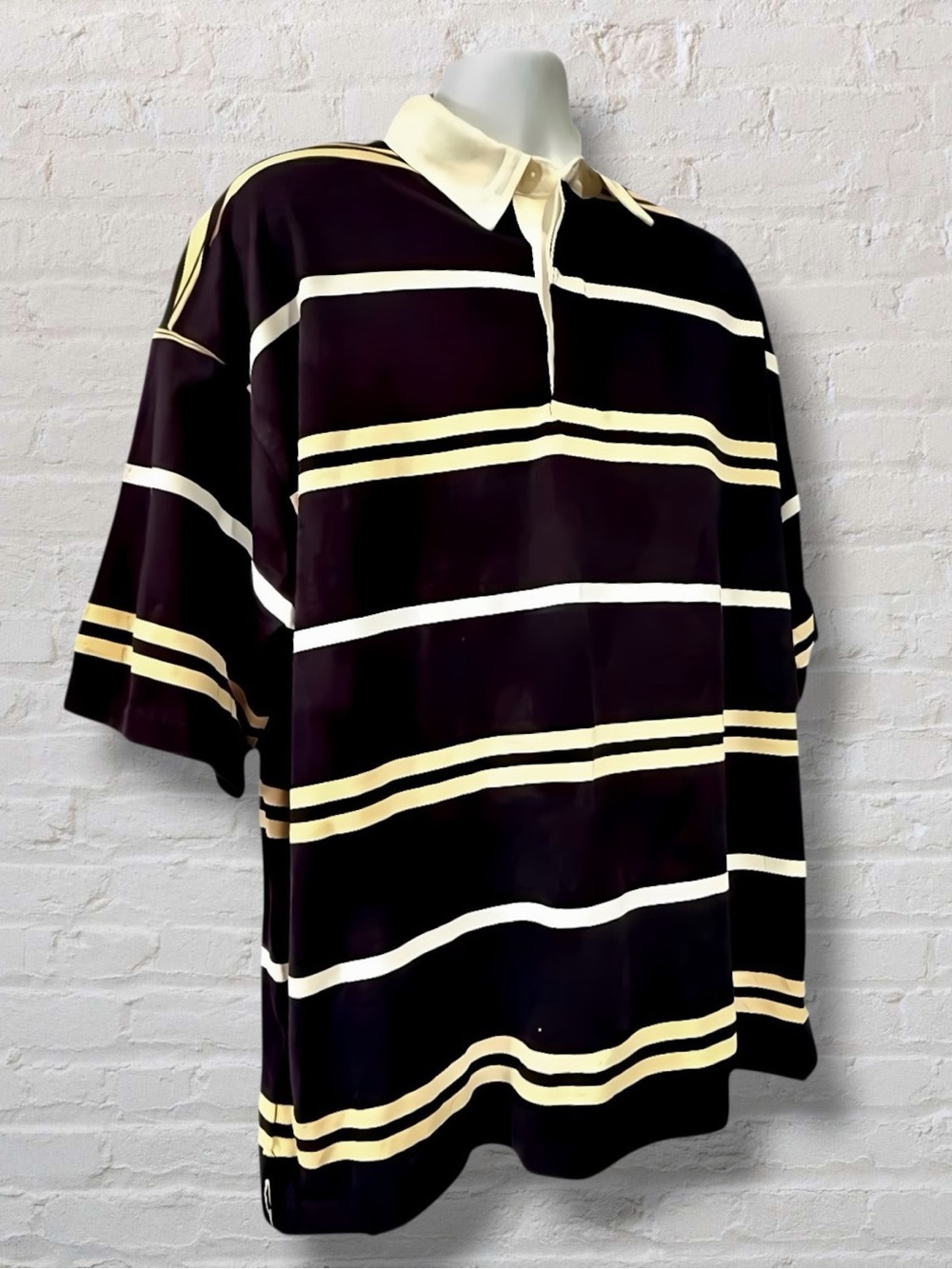 NWT H&M Oversized Vintage Vibes Short Sleeve Rugby Polo Shirt Size - Large